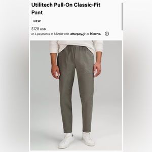 Men’s canvas lululemon pull on utilitech classic pants MEDIUM khaki color